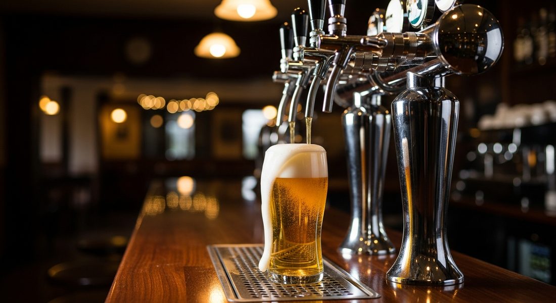 Chopp sendo servido no balcão de um bar